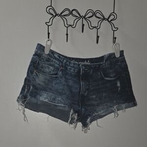 Aeropostale Dark Blue Distressed Jean Shorts